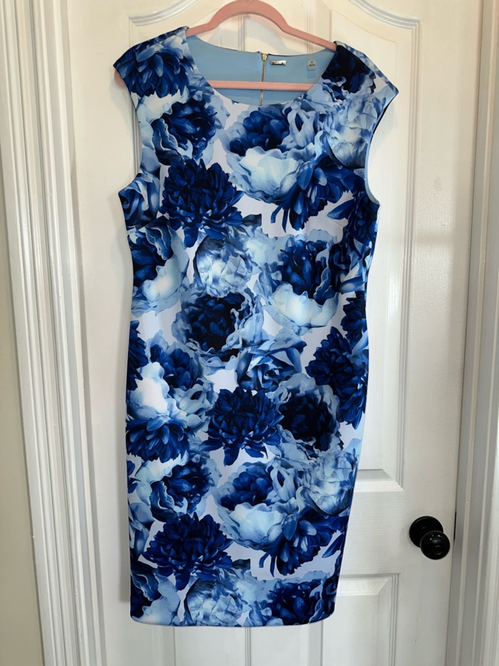Tahari Blue Floral Midi Sheath Dress- Like New